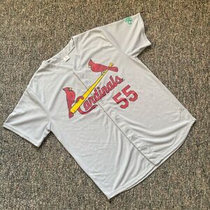 St Louis Cardinals Stephen Piscotty 55 Baseball Jersey Mens XL Grey Button Up